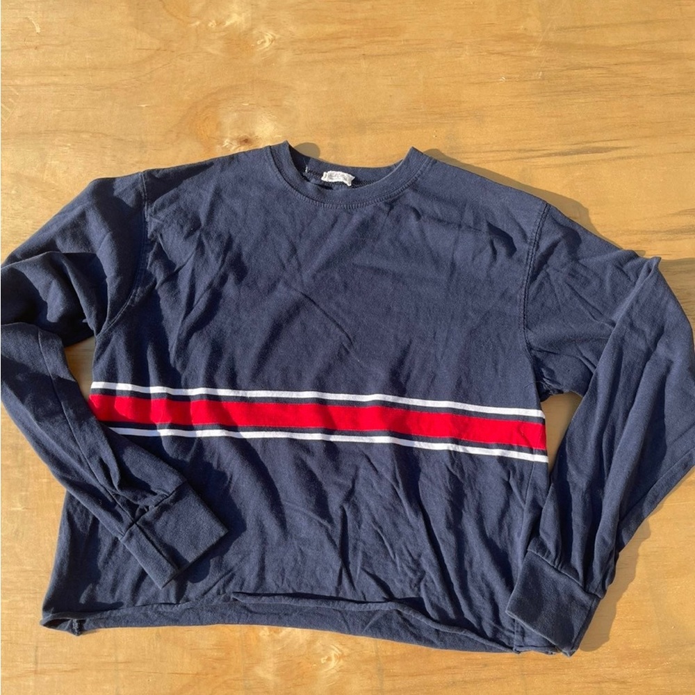 John Galt Pacsun navy red long sleeve crop top one size
